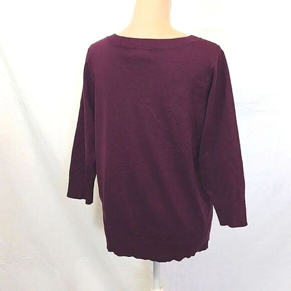 Lands' End Outfitters Purple Elbow Sleeve Acrylic Sweater XL - Picture 9 of 16